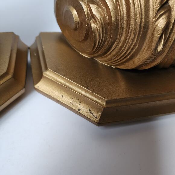 Vintage Burwood Shelves Homco Gold Hollywood 8" Regency Wall Accent Set Of 2 - Picture 6 of 10